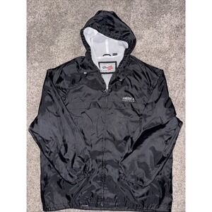 Vtg 90s Perry Ellis Large Spell Out Full Zip Hooded Windbreaker‎ Jacket